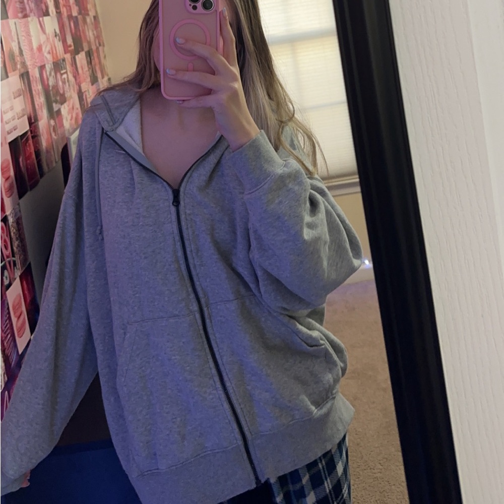 Nike Heather gray oversized zip up sweatshirt size xs